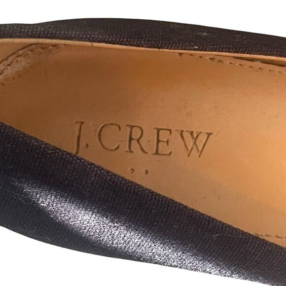 J Crew Canvas Espadrille Seville Platform Wedge Size 8 Heels Slip On Black - Picture 9 of 13